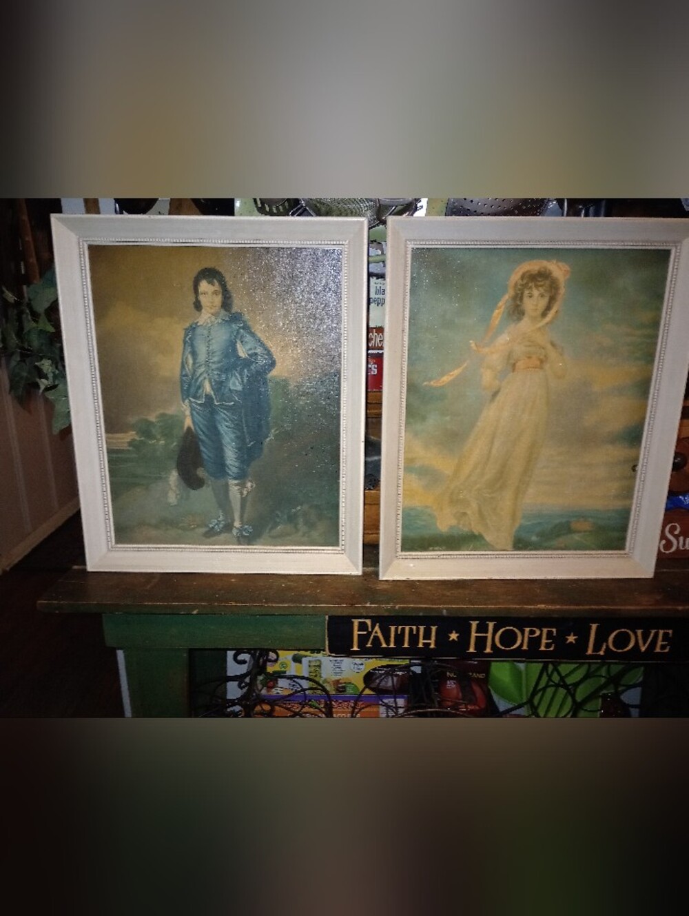 Classic Pair of Framed Home Art Prints in Blue and Cream (Blue Boy & Pinkie)